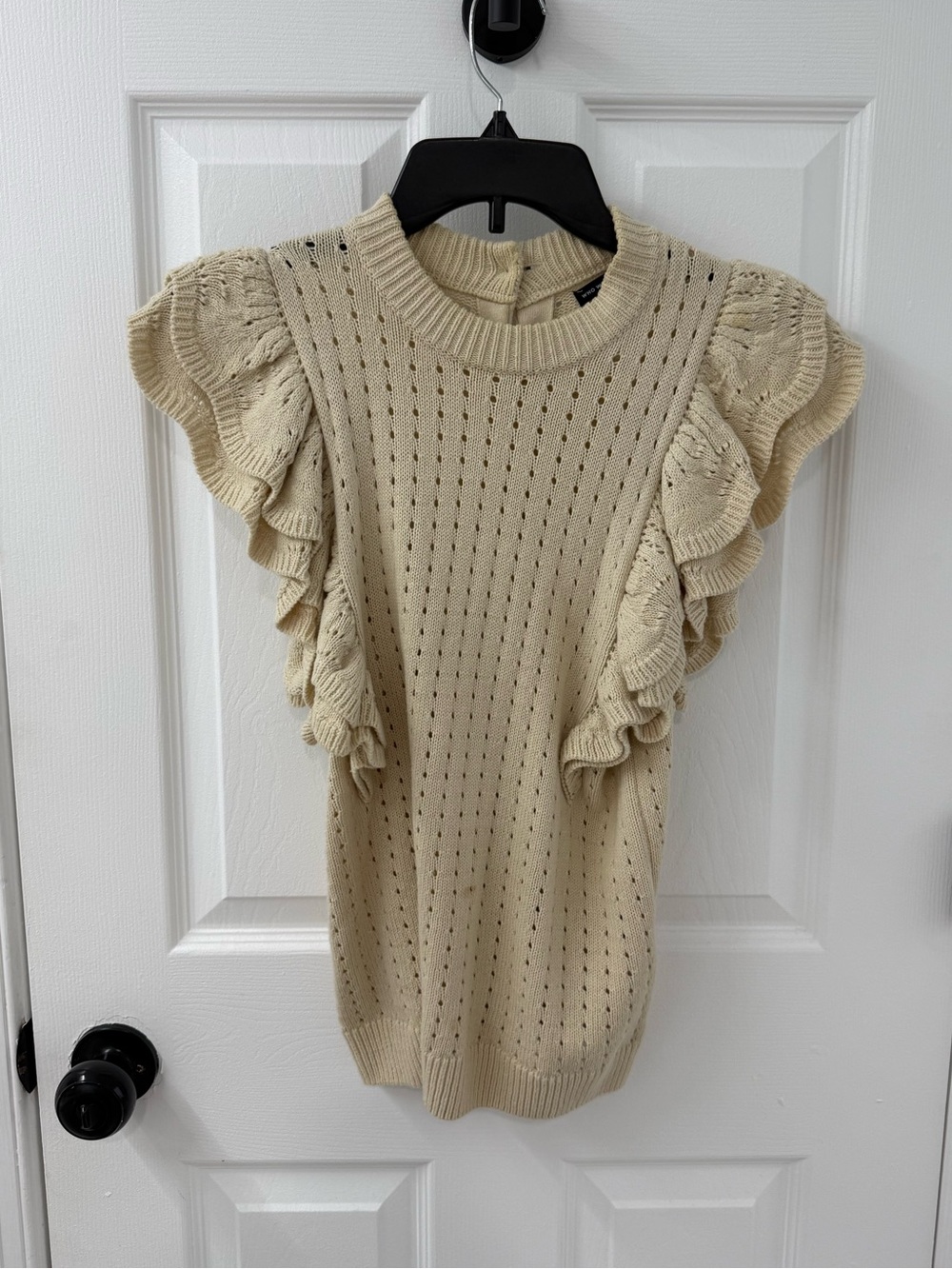 Who What Wear Crochet Knit Ruffled Top